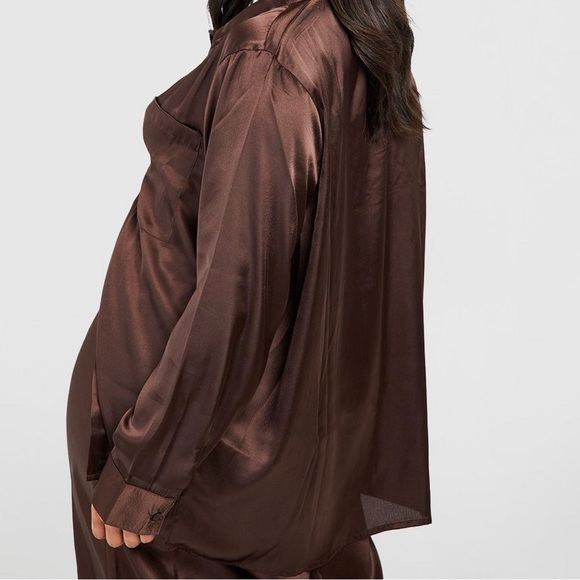 Boohoo Satin Button Down Shirt - Picture 2 of 4